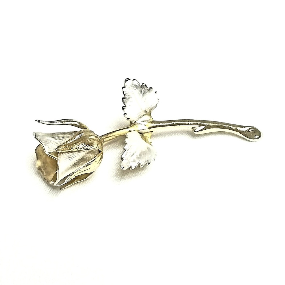 Brooch: Vintage Gold Rose and Silver shade – pin